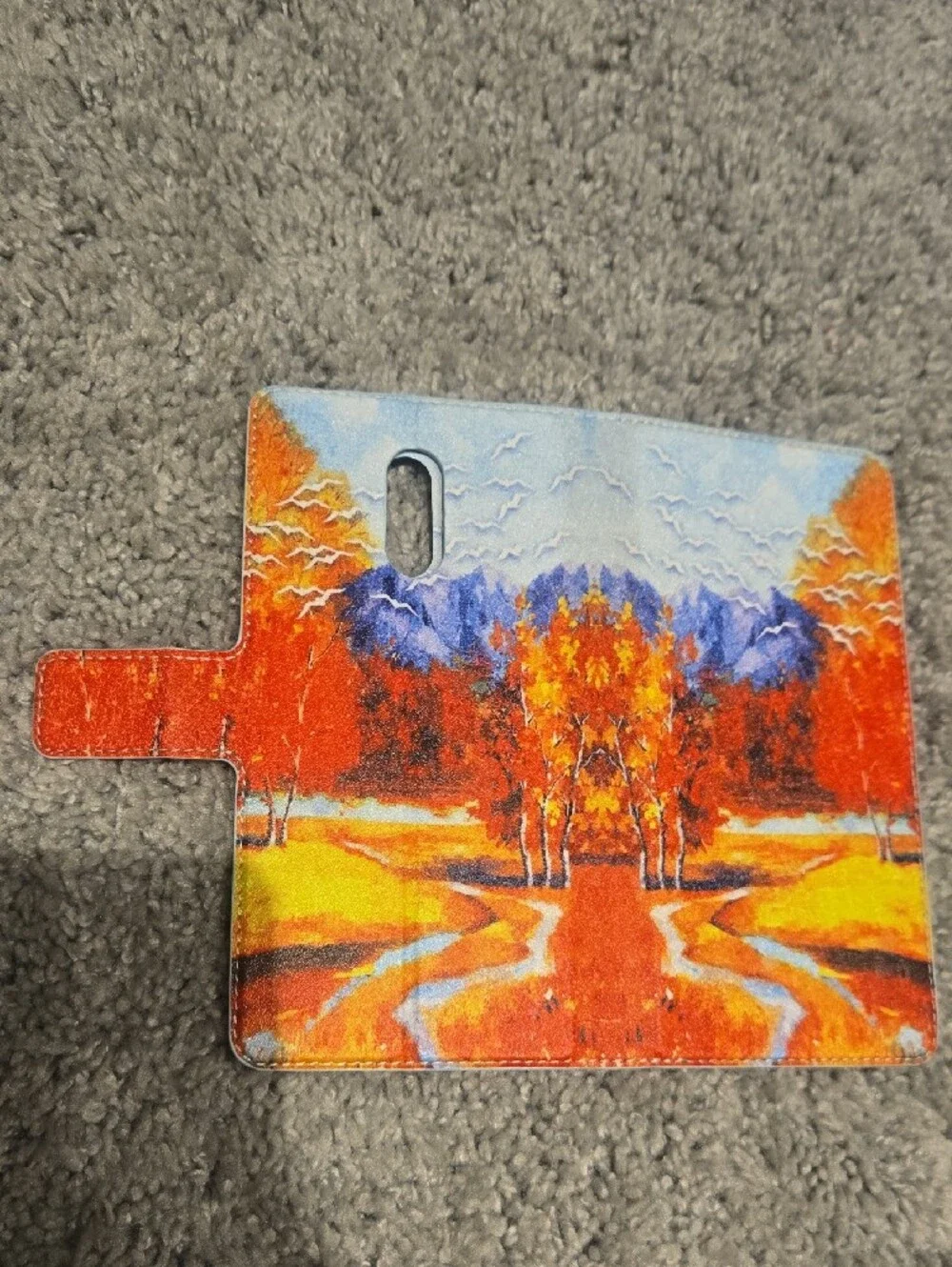 Autumn Landscape Phone Wallet Case With Milti Card Holder In Orange & Yellow